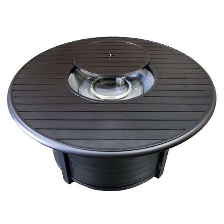 HILAND Outdoor Round Aluminum Propane Fire Pit in Black F-1350-FPT
